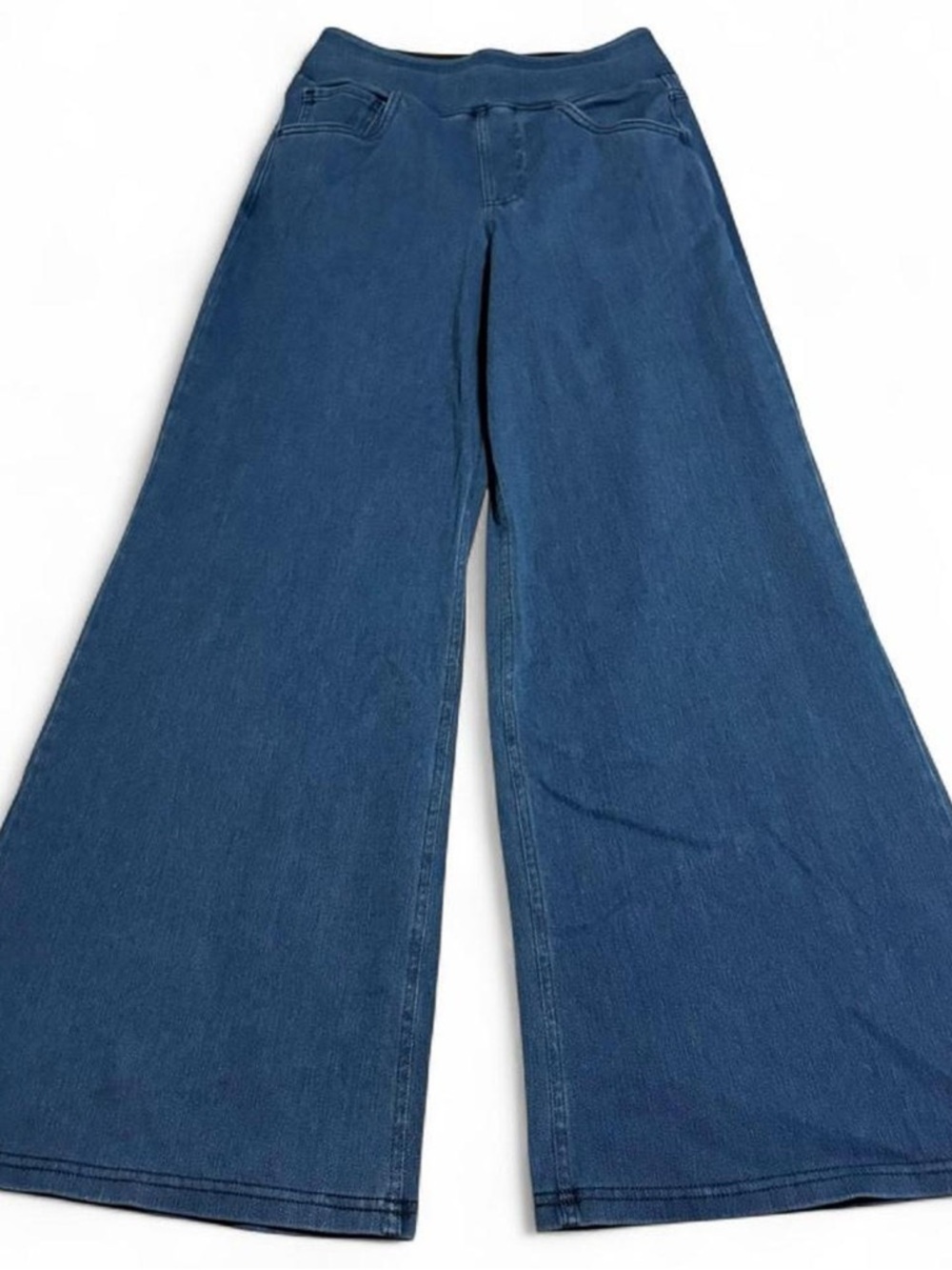 Halara Flex High Waisted Pockets Wide Leg Loose Jeans Washed Denim Navy Blue